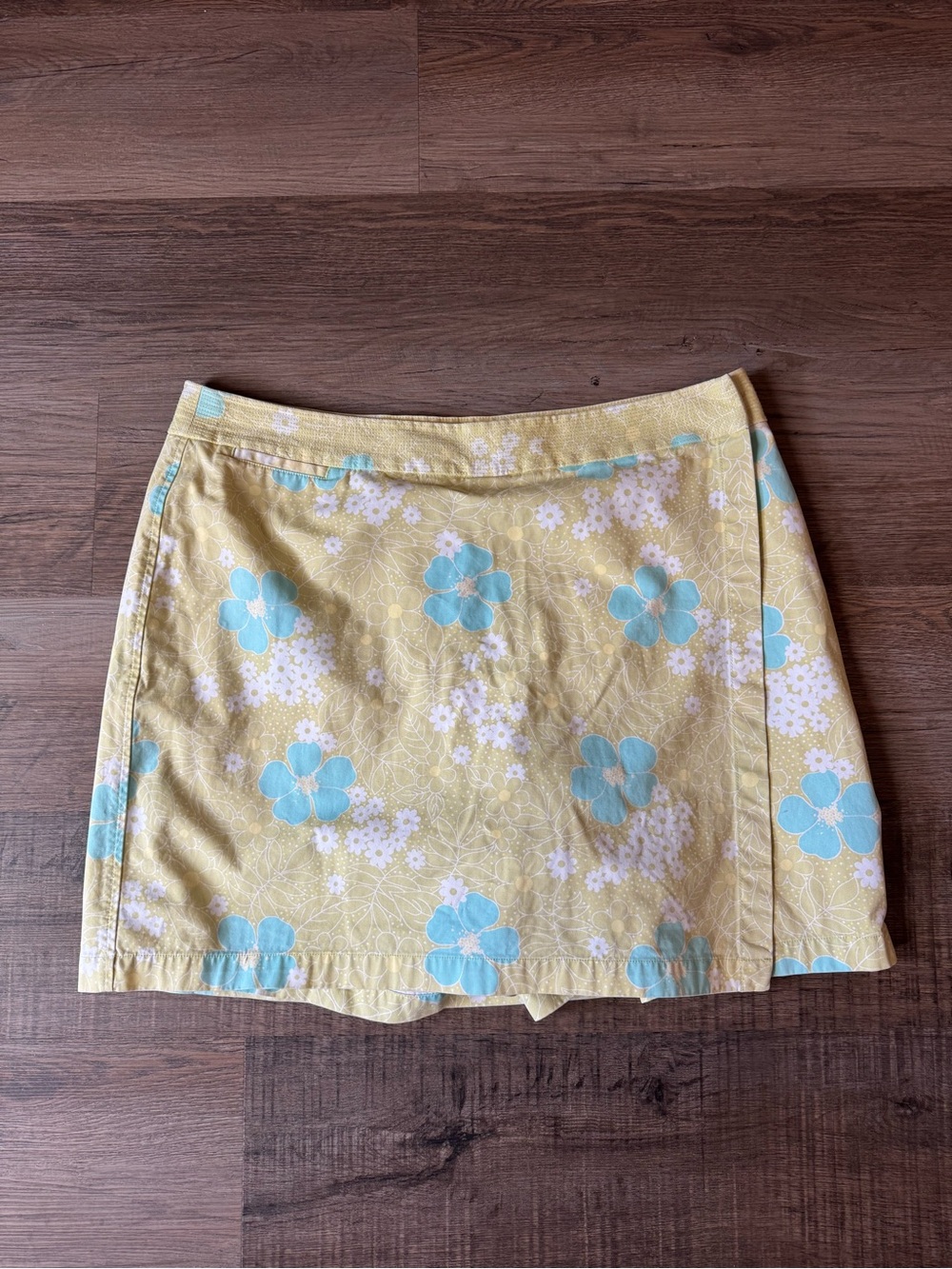 Kate Hill  Casuals 100% Cotton Aqua & Lime Floral Skort